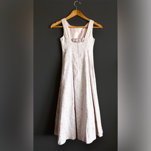 Jessica McClintock Pink Gold Jacquard Dress Formal Flower Girl Victorian Fancy 7 - Picture 3 of 7